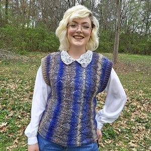 Beretti Sweater Veat Blue & Gray Stripe Dark Academia Ravenclaw Made in Italy